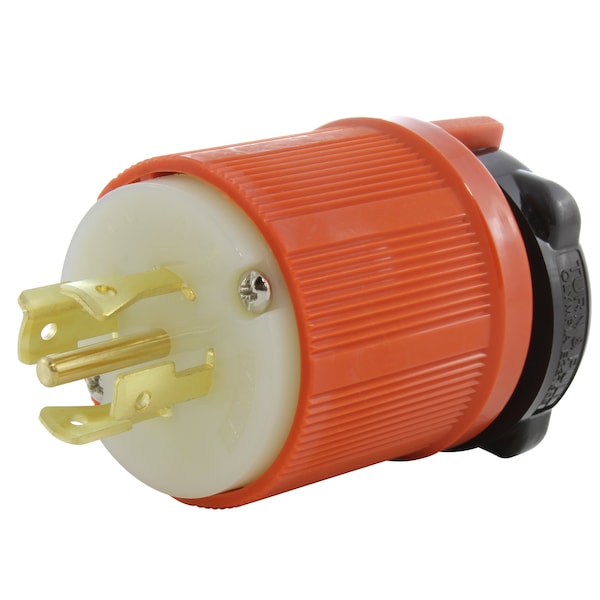 Locking Plug, L21-20P, 20 A, 120/208V AC, Three Phase, Orange